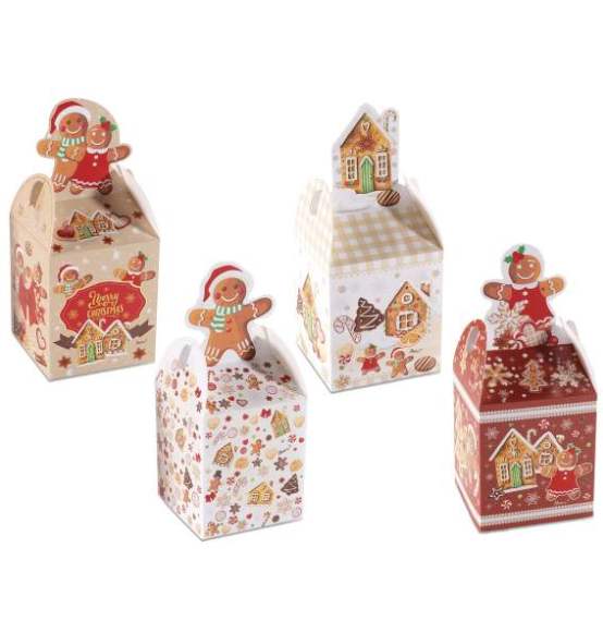 Scatola regalo in carta con biscottini natalizi 80pz.